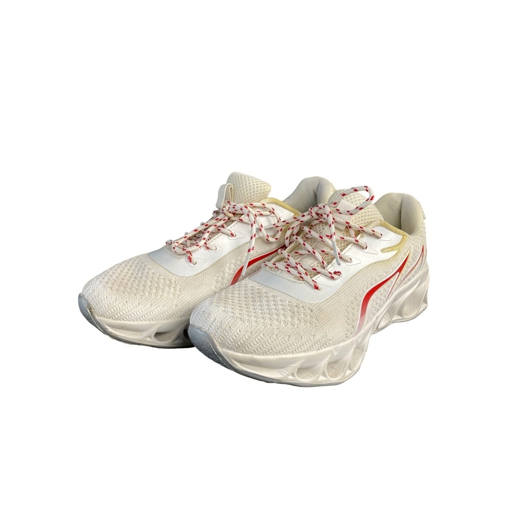 White Red Flame Shoes Womens 8 Mesh Athleisure Lifestyle Streetwear